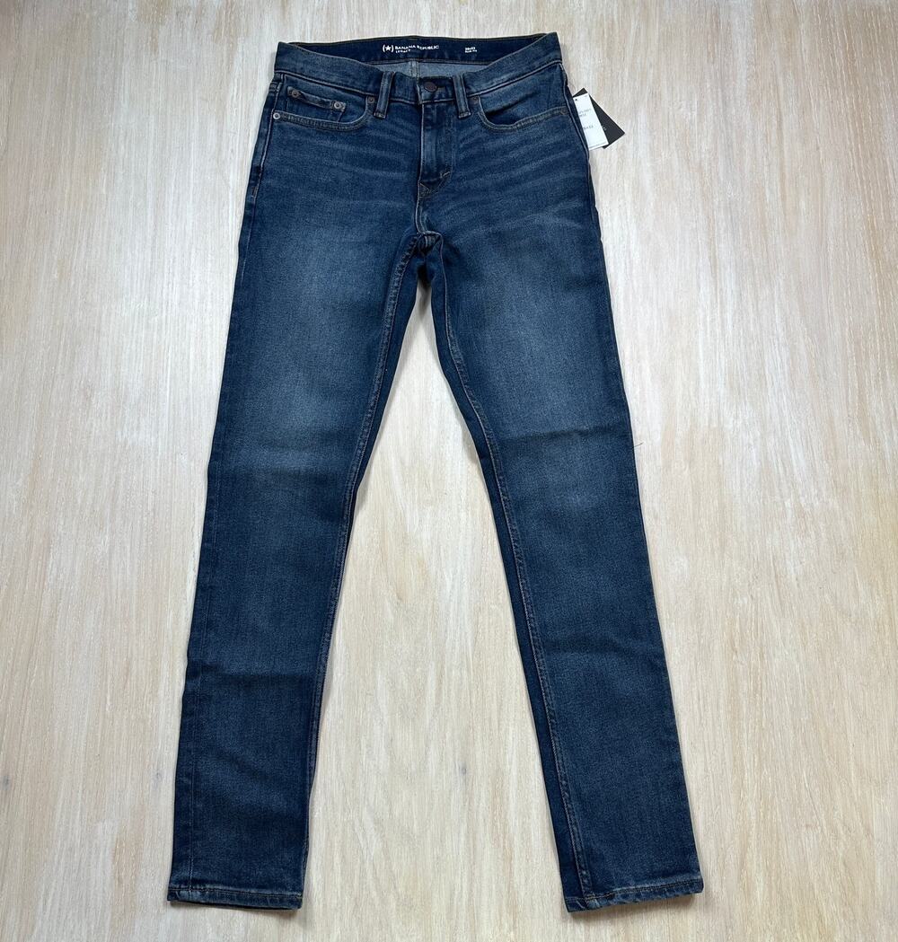 NWT Banana Republic Legacy Slim Fit Dark Wash Stretch Denim Blue Jeans 28x32
